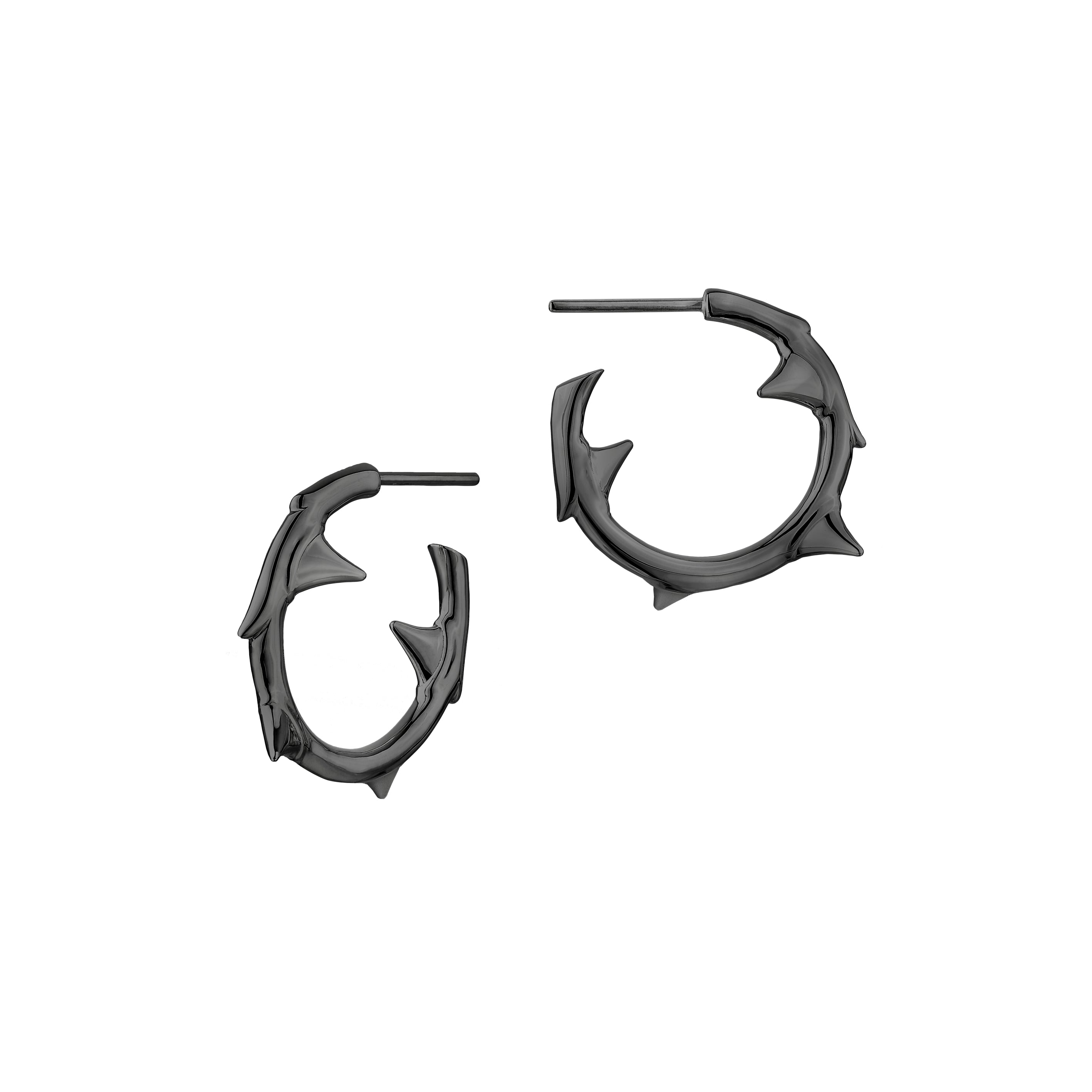 ROSE THORN SML HOOP EARRINGS BLACK RHODIUM Bates Goldsmiths